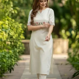 Cotton Embroidered Kurti & Pant Set