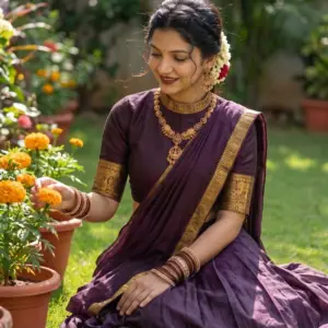 Kanchi Cotton Zari Woven Lehenga Set