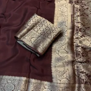 Chinnon Richpallu Viscose Saree with Brocade Blouse