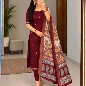Cotton Top with Chennuri Silk Kalamkari Dupatta