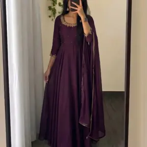 Rangoli Silk Anarkali Gown with Dupatta