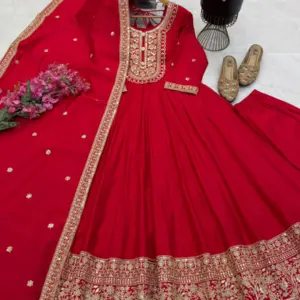 Roman Silk Anarkali Set – Design 2