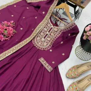 Roman Silk Anarkali Set – Design 2