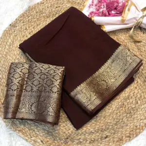Chinnon Richpallu Viscose Saree with Brocade Blouse