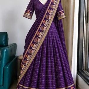 Viscose Zari Woven Lehenga Set