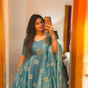 Salsa Silk Gown with Pant Set & Dupatta
