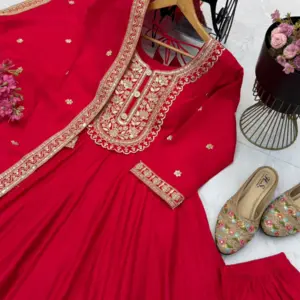 Roman Silk Anarkali Set – Design 2