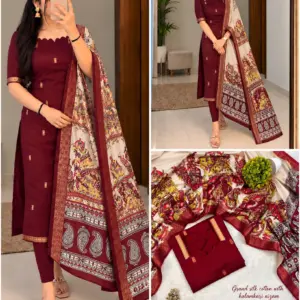 Cotton Top with Chennuri Silk Kalamkari Dupatta