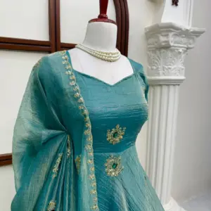 Salsa Silk Gown with Pant Set & Dupatta