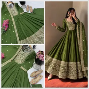 Roman Silk Anarkali Set – Design 2