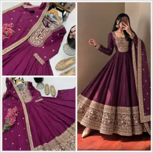 Roman Silk Anarkali Set – Design 2