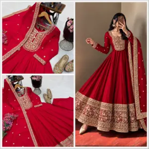 Roman Silk Anarkali Set – Design 2